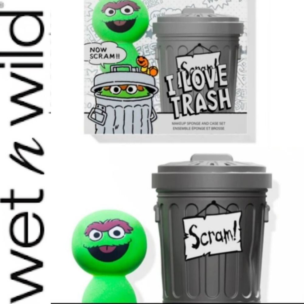 Wet-N-Wild X Sesame Street I Love Trash No Scram Makeup Sponge‎ & Case Set